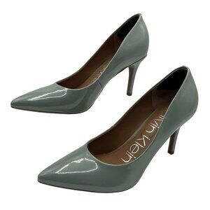 Calvin Klein Gayle Womens 7 Patent Leather Aqua Pointed Toe Dress Pump Timeless